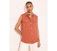 lipsy Chemise utilitaire sans manches Lipsy Touch Of Lin Brun FR 40 (EU 38)