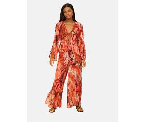 Lipsy Chemisier marron / orange / orange fluo / rose, Taille S