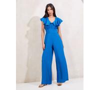 lipsy Combinaison Lipsy à manches courtes et col en V avec volants bleu FR 40 (EU 38)