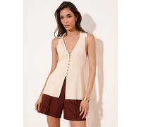 lipsy Gilet en maille péplum à col en V Lipsy pâle FR 42 (EU 40)