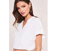 lipsy Haut Lipsy Utility Col en V à manches courtes retroussées pâle FR 48 (EU 46)