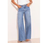 lipsy Jean à jambes larges délavé ceinturé bleu FR 48 Regular (EU 46 R)