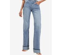 Lipsy Lipsy Mid Wash Blue Turn Up Hem Wide Leg Jeans
