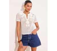 lipsy Lipsy 3D Flower Crochet T-Shirt pâle FR 36 (EU 34)