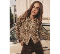 Lipsy Lipsy Animal Leopard Print Collared Buttoned Knit Cardigan Jacket