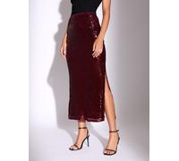 Lipsy Lipsy Berry Red Sequin Midi Skirt Berry Red Sequin EU 38 (UK 10)