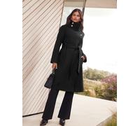 Lipsy Lipsy Black Asymmetrical Funnel Neck Belted Coat