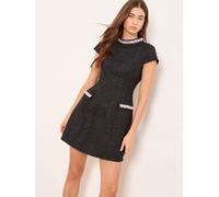 Lipsy Lipsy Black Boucle Pearl Trim High Neck Mini Dress Black EU 44 (UK 16)