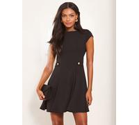 Lipsy Lipsy Black Button Side Mini Skater Dress Black EU 44 (UK 16)