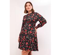 Lipsy Lipsy Black Curve Mini Floral Lace Trim Jersey Underbust Dress Black 16