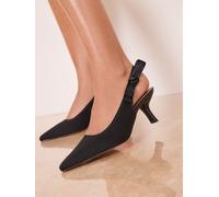 Lipsy Lipsy Black Knit Wide Fit Slingback Bow Mid Heel Court Shoes Black Knit EU 37 W (UK 4)