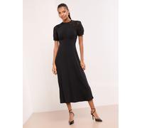 Lipsy Lipsy Black Lace Short Sleeve Underbust Midi Jersey Dress Black EU 46 (UK 18)