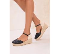 Lipsy Lipsy Black Leopard Standard Fit Closed Toe Summer Espadrille Wedge Heels