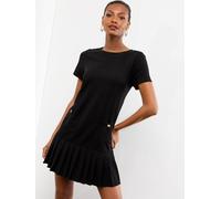 Lipsy Lipsy Black Military Button Pleated Mini Shift Dress Black EU 36 (UK 8)
