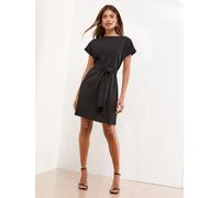 Lipsy Lipsy Black Military Button Tie Belt Mini Shift Dress Black EU 44 (UK 16)