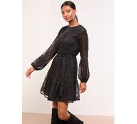 Lipsy Lipsy Black Petite 3D Lace Long Sleeve Mini Dress Black EU 42 (UK 14)