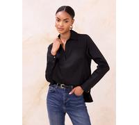 Lipsy Lipsy Black Poplin V-Neck Shirt Black EU 38 (UK 10)