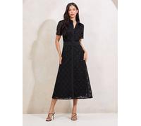 Lipsy Lipsy Black Premium Lace Belted Shirt Dress Black EU 36 (UK 8)