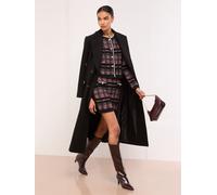 Lipsy Lipsy Black/Red Checked Boucle Crew Neck Trim Detail Knitted Cardigan Jacket