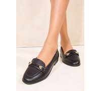 Lipsy Lipsy Black Standard Fit Snaffle Bar Faux Leather Loafers Black EU 41 (UK 8)
