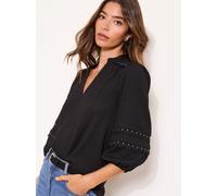 Lipsy Lipsy Black Stud Detail Crinkle Top
