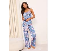 Lipsy Lipsy Blue Floral Print Satin Cami And Trousers Pyjamas Set