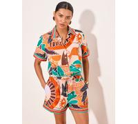 Lipsy Lipsy Blue & Orange Tropical Printed Shirt Blue & Orange Tropical EU 38 (UK 10)