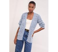 Lipsy Lipsy Blue Scallop Pointelle Stitch Longline Knit Cardigan