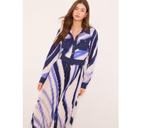 Lipsy Lipsy Blue Woven Pleated Midi Shirt Dress Blue EU 38 (UK 10)