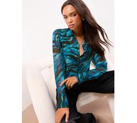 Lipsy Lipsy Blue Zebra Chiffon Printed Shirt Blue Zebra EU 36 (UK 8)