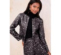 Lipsy Lipsy Brown Animal Print Cropped Collarless Blazer