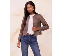 Lipsy Lipsy Brown Check Cropped Collarless Blazer