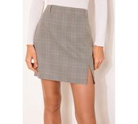 Lipsy Lipsy Brown Check Tailored Mini Skirt Brown Check EU 42 (UK 14)
