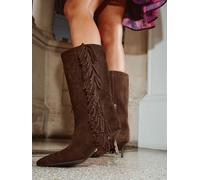 Lipsy Lipsy Brown Knee High Fringe Boots
