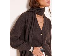 Lipsy Lipsy Brown Scarf Layer Knit Cardigan Containing Wool