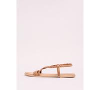 Lipsy Lipsy Brown Standard Fit Leather Plait Weave Flat Sandals