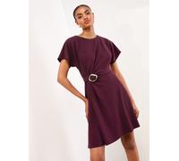Lipsy Lipsy Burgundy Red Hardware Detail Mini Skater Dress Burgundy Red EU 40 (UK 12)