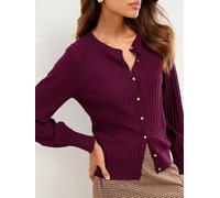 Lipsy Lipsy Burgundy Red Knitted Ribbed Crew Neck Buttoned Cardigan
