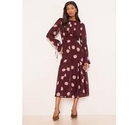 Lipsy Lipsy Burgundy Red Long Sleeve Underbust Fit And Flare Midi Dress Burgundy Red EU 44 (UK 16)