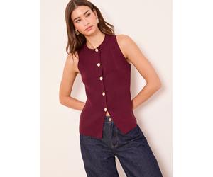 Lipsy Lipsy Burgundy Red Longline Knitted Sleeveless Waistcoat