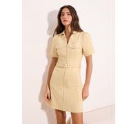 Lipsy Lipsy Butter Yellow Denim Zip Up Mini Shirt Dress Butter Yellow EU 46 (UK 18)