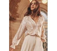 Lipsy Lipsy Champagne Gold Lurex Floral Burnout Blouse Champagne Gold EU 38 (UK 10)