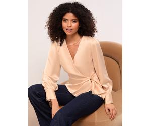 Lipsy Lipsy Champagne Gold Satin Hardware Detail Wrap Top