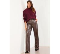 Lipsy Lipsy Chocolate Brown Faux Leather Pintuck Tailored Wide Leg Trousers