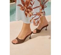 Lipsy Lipsy Chocolate Brown Faux Suede Flared Heel Slip On Mid Heel Mule Sandals