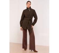 Lipsy Lipsy Chocolate Brown Funnel Neck Mid Length Coat