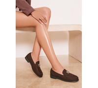 Lipsy Lipsy Chocolate Brown Gold Leopard Feature Slim Slip On Smart Loafers Chocolate Brown EU 41 (UK 8)