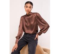 Lipsy Lipsy Chocolate Brown High Neck Top