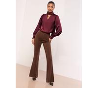 Lipsy Lipsy Chocolate Brown Petite High Waisted Contour Bootleg Flared Trousers