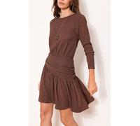 Lipsy Lipsy Chocolate Brown Ruched Jersey Mini Dress Chocolate Brown EU 36 (UK 8)